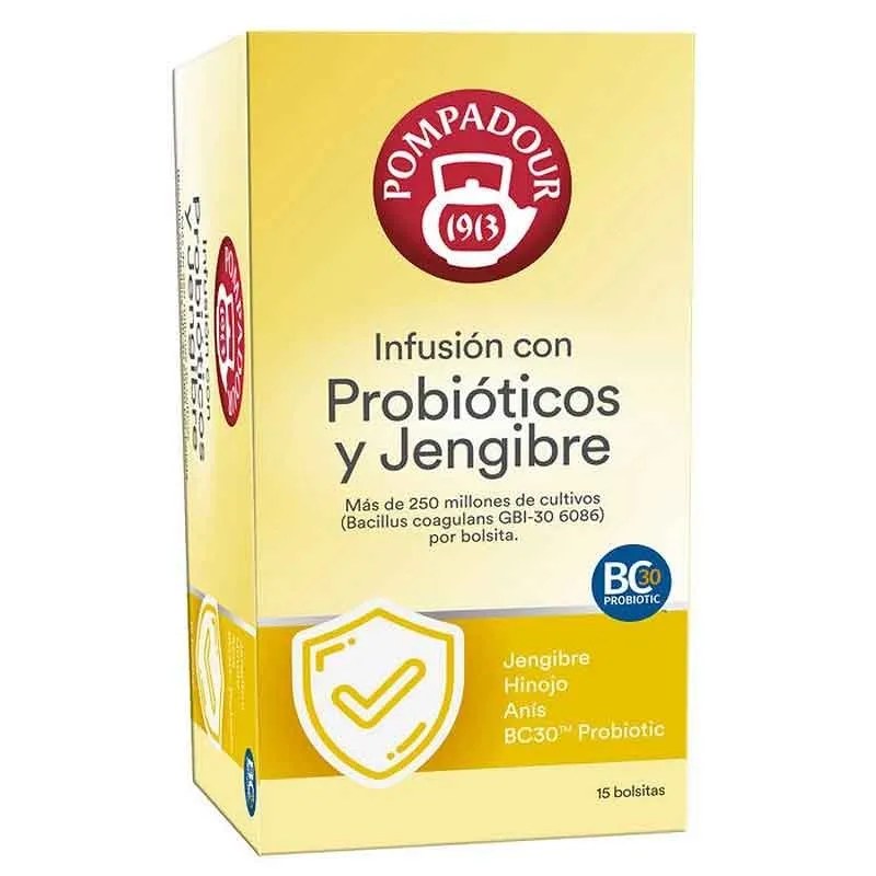 Infunsión con Probióticos y Jengibre de Pompadour 15 infusiones Pompadour