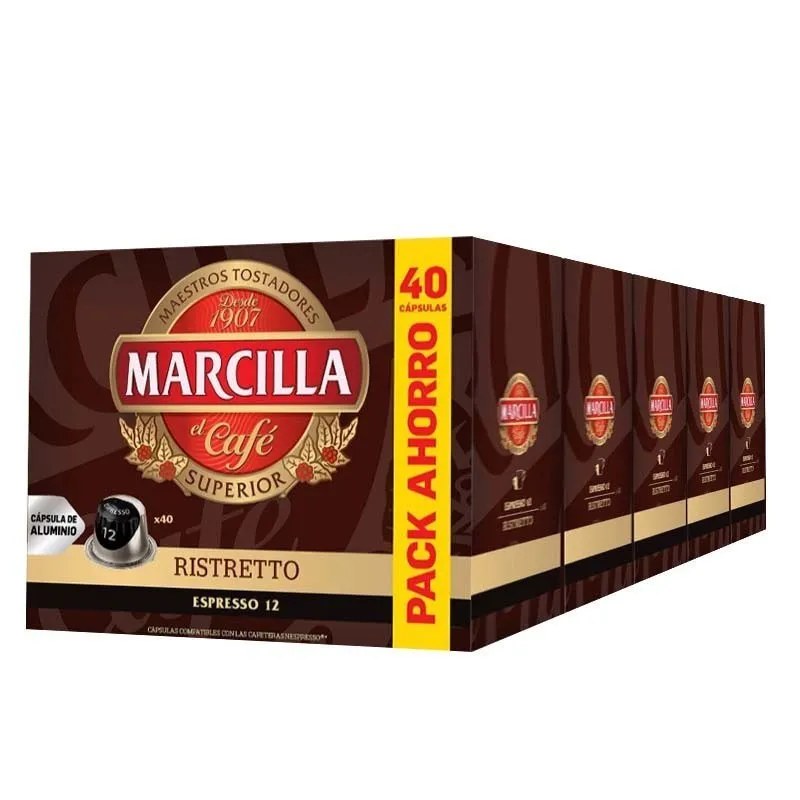Ristretto Marcilla 5 cajas de 40 cápsulas compatibles Nespresso Marcilla