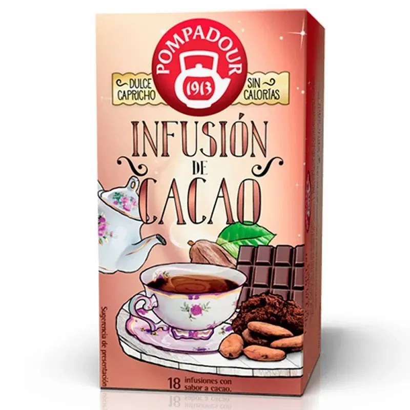Infusión con sabor a Cacao Pompadour 18 bolsitas Pompadour