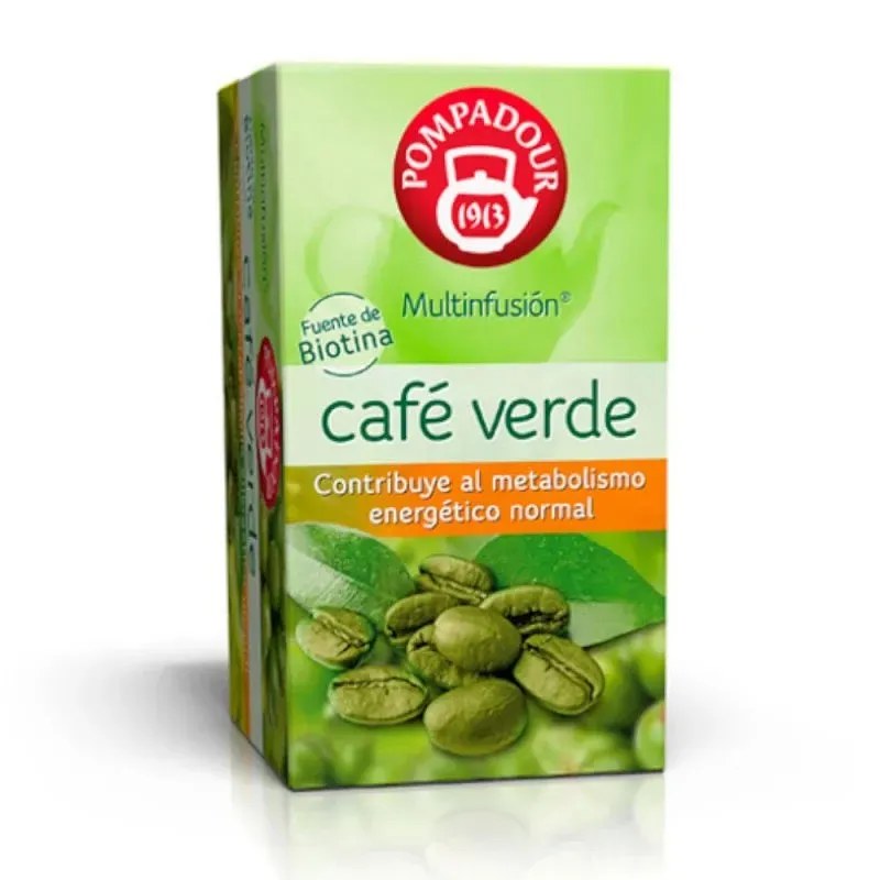 Infusión de café Verde Pompadour 20 bolsitas contribuye al metabolismo normal Pompadour