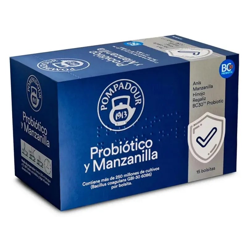 Probiotico y Manzanilla Pompadour 15 bolsitas Pompadour