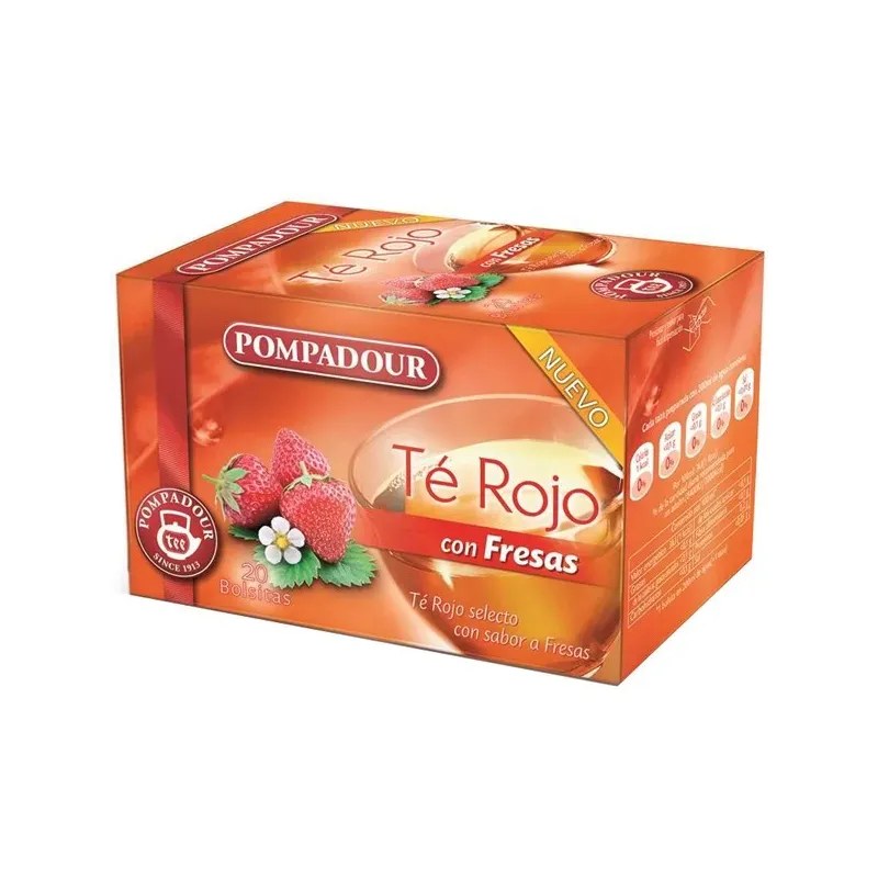 Infusión de Té Rojo con Fresas con 20 bolsitas | Pompadour Pompadour