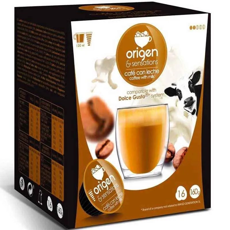 Café con leche 16 cápsulas Origen  Sensations compatibles Dolce Gusto Origen & Sensations