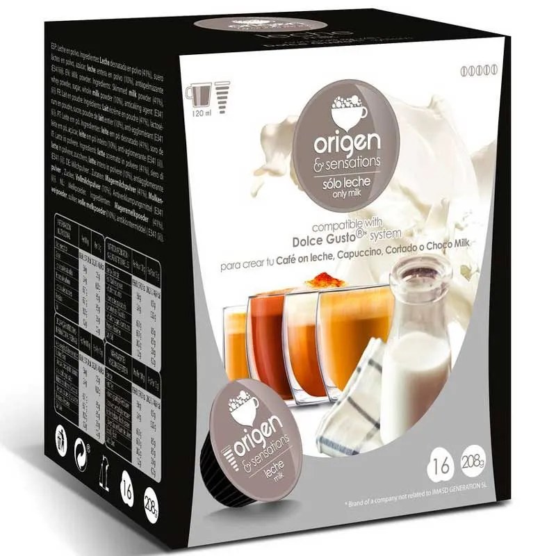 Leche en polvo, 16 cápsulas Origen & Sensations compatibles Dolce Gusto Origen & Sensations